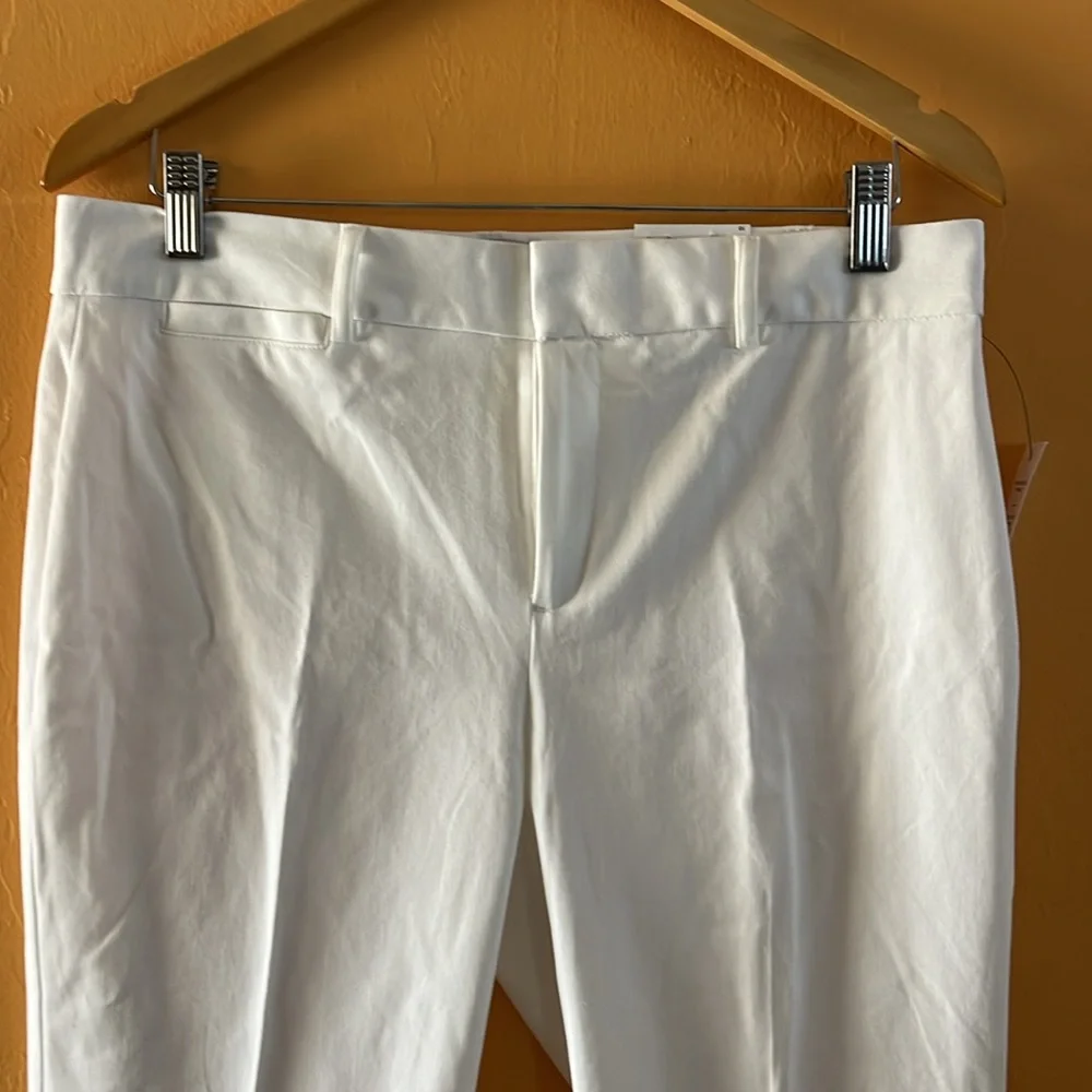 NWT CROWN & IVY WOMENS CARY STRETCHY SLACKS WHITE SIZE 10 - Picture 5 of 13